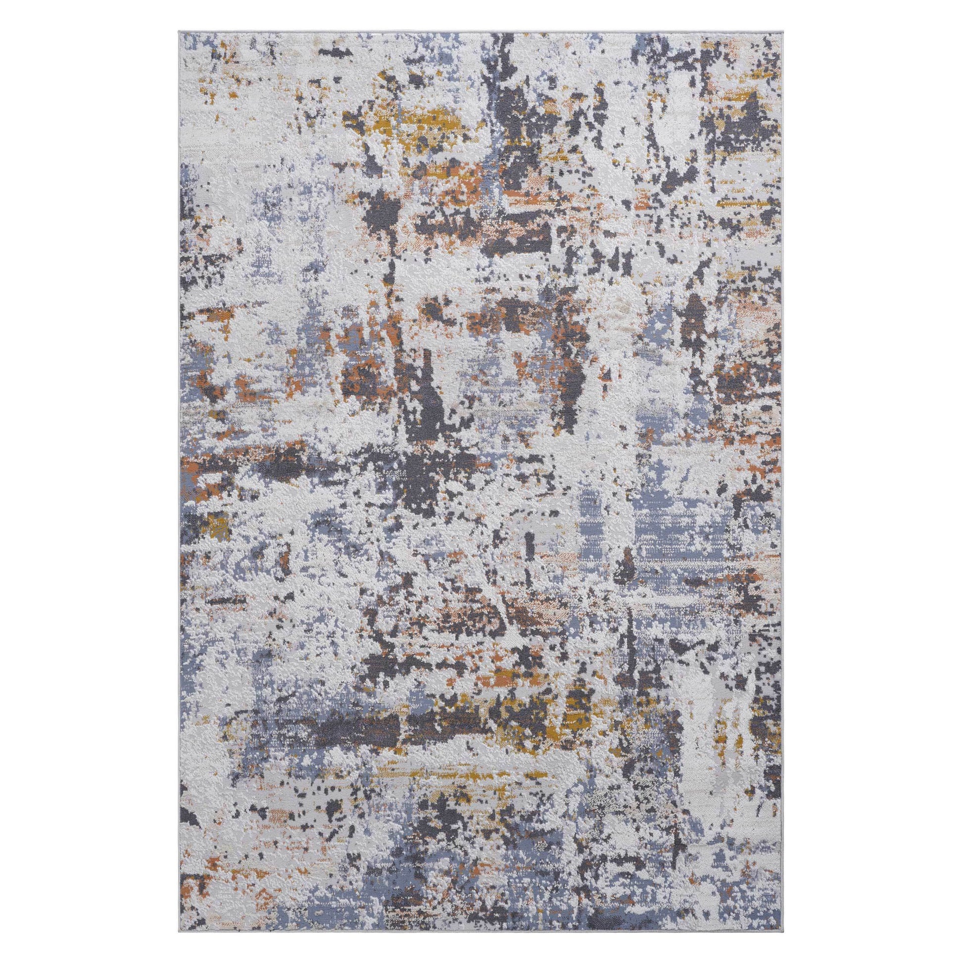 6X9 Ivory Blue Abstract Non Shedding Living Room Bedroom Dining Home Office Stylish And Stain Resistant Area Rug Ivory Navy Polyester