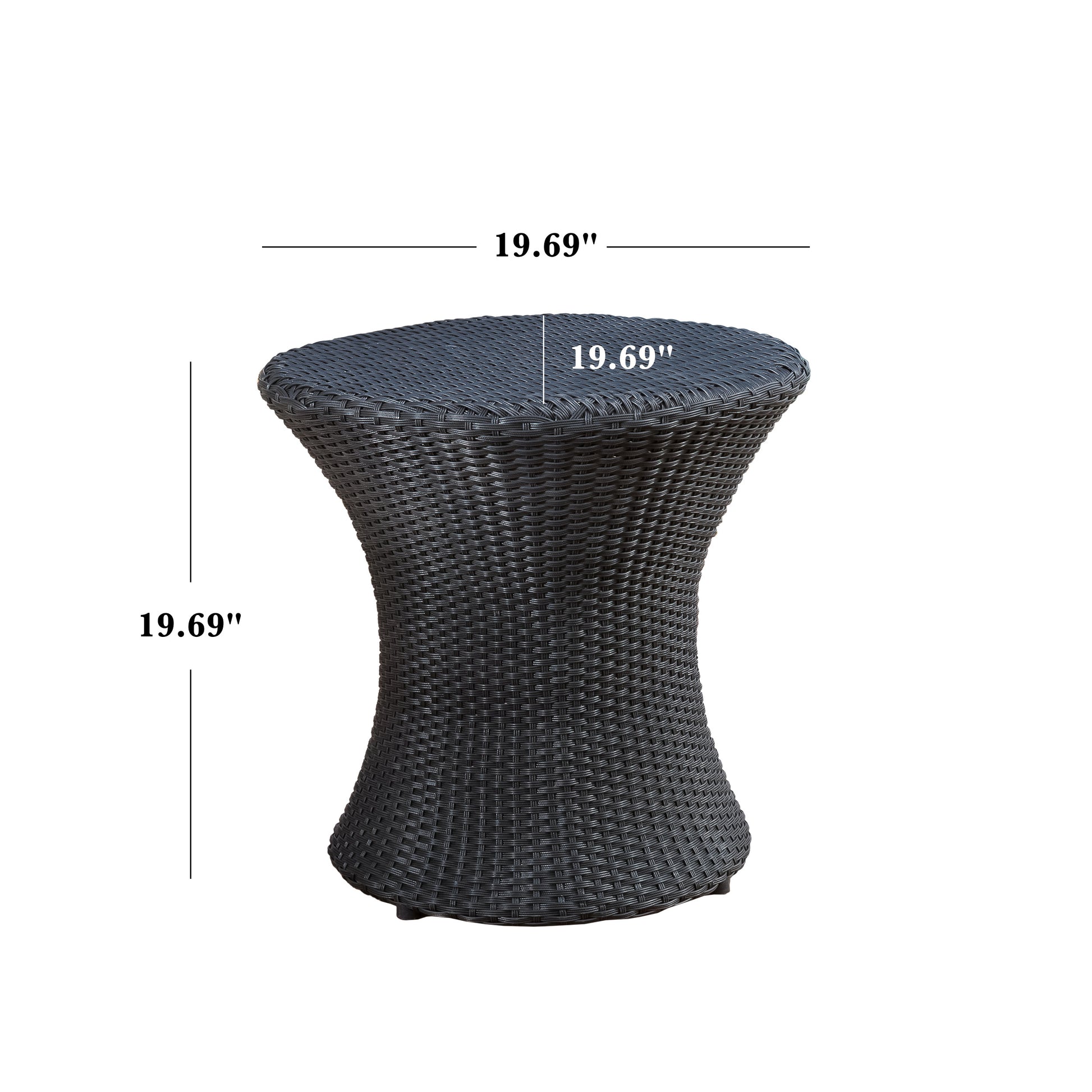 Kono Hourglass Table No Glass Top Black Rattan