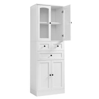 Tall Bathroom Storage Cabinet, Cabinet With Four Doors And Drawers, Adjustable Shelf, Mdf Board, White White Mdf