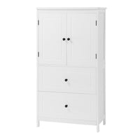 Bathroom Storage Cabinet, Cabinet With Two Doors And Drawers, Adjustable Shelf, Mdf Board, White White Mdf