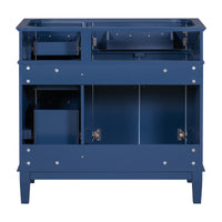 Cabinet Only 36" Blue Modern Bathroom Vanity Sink Not Included 4 Blue 2 Soft Close Doors Bathroom Freestanding Modern Solid Wood Mdf Painted