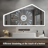 52*28 Inch Led Bathroom Vanity Mirror Wall Mounted Adjustable White Warm Natural Lights Anti Fog Touch Switch With Memory Modern Smart Large Bathroom Mirrors Silver Aluminium