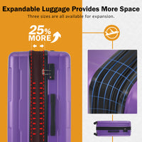 2 Piece Luggage Set With Bags Expanable Spinner Wheels Abs Lightweight Suitcase With Tsa Lock 20Inch 28Inch Purple Abs