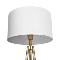 Sway Brassed Gold Floor Lamp With On Off Switch Triple Legs White Fabric Shade Black,Gold,White Table&Floor Lamps Fabric,Metal