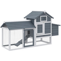 Pawhut 59" Small Wooden Chicken Coop Hen House Poultry Cage For Outdoor Backyard With 2 Doors, Nesting Box And Removable Tray, White White Wood