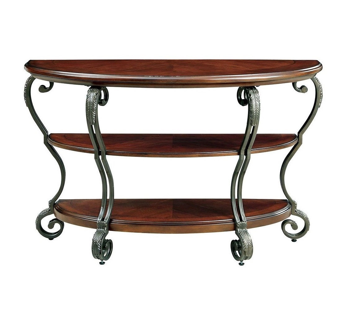 Traditional Style Brown Cherry 1Pc Sofa Table Open Bottom Shelf Ornate Design Living Room Furniture Brown Multi Primary Living Space Classic,Contemporary,Ornate Traditional,Traditional Open Storage Coffee & End Tables Solid Wood