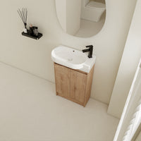 23" Freestanding Bathroom Vanity With Sink, Soft Close Doors Imitative Oak Bathroom Modern Plywood