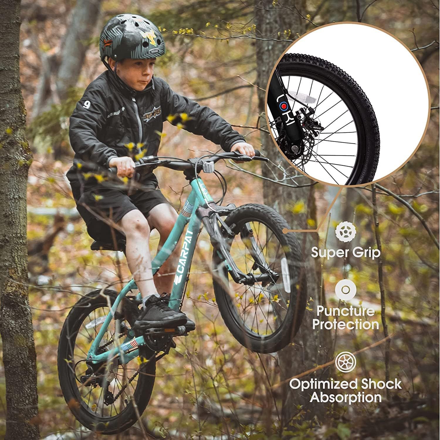 S20101 Ecarpat 20 Inch Kids Bike, Boys Girls Mountain Bike Ages 8 12, 7 Speed Teenager Children Kids' Bicycles, Front Suspension Disc U Brake, 14 Inch Height Steel Frame Green Polyurethane Foam Carbon Steel