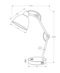 Lighting, 17"H, Table Lamp, Usb Port Included, Nickel Metal, Nickel Shade, Modern Silver Metal
