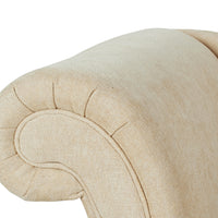 Harrison Tufted Roll Arm Chaise Lounge, Beige Chenille Beige Foam Chenille
