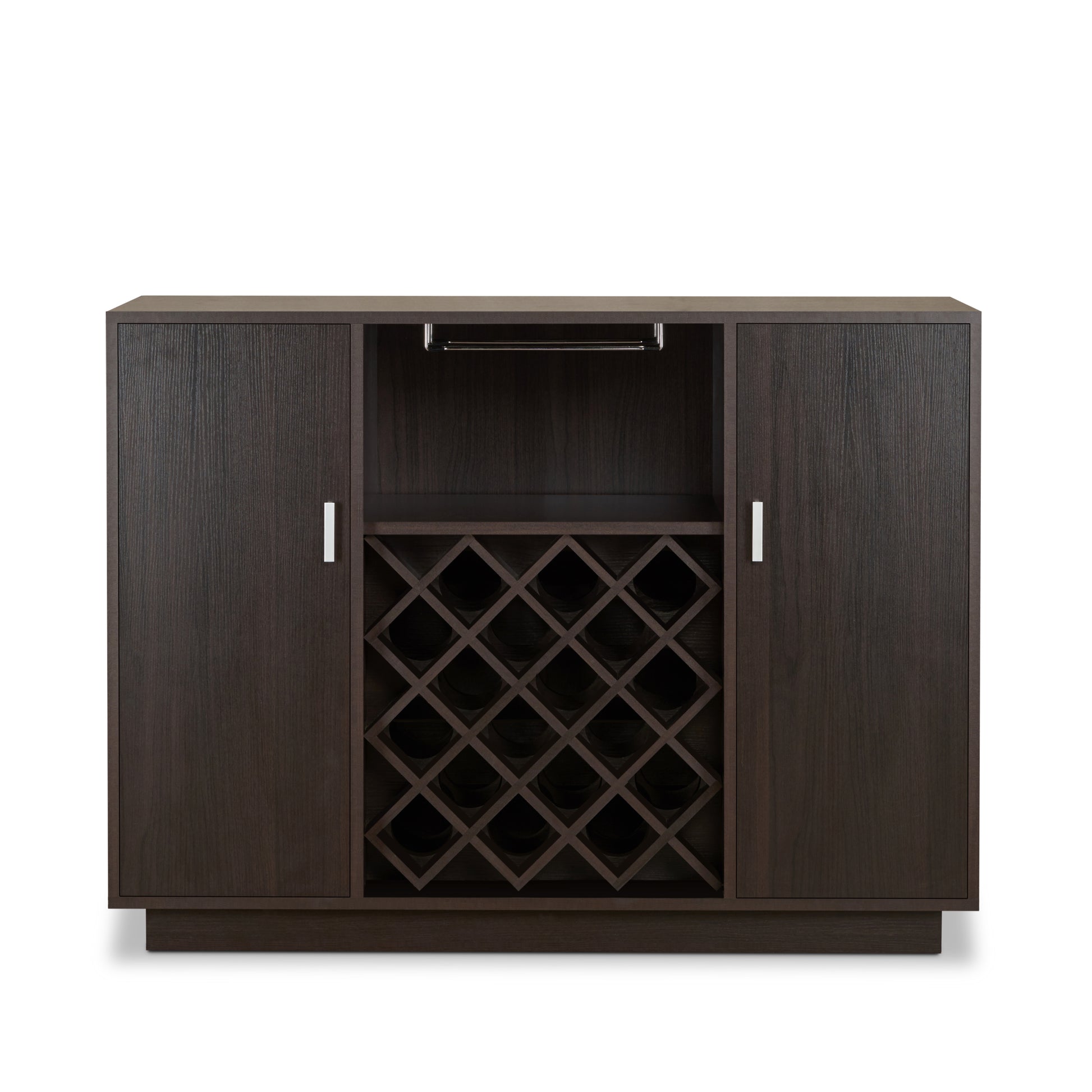 Espresso 2 Door Wine Cabinet With Stemware Rack Espresso Kitchen Mdf