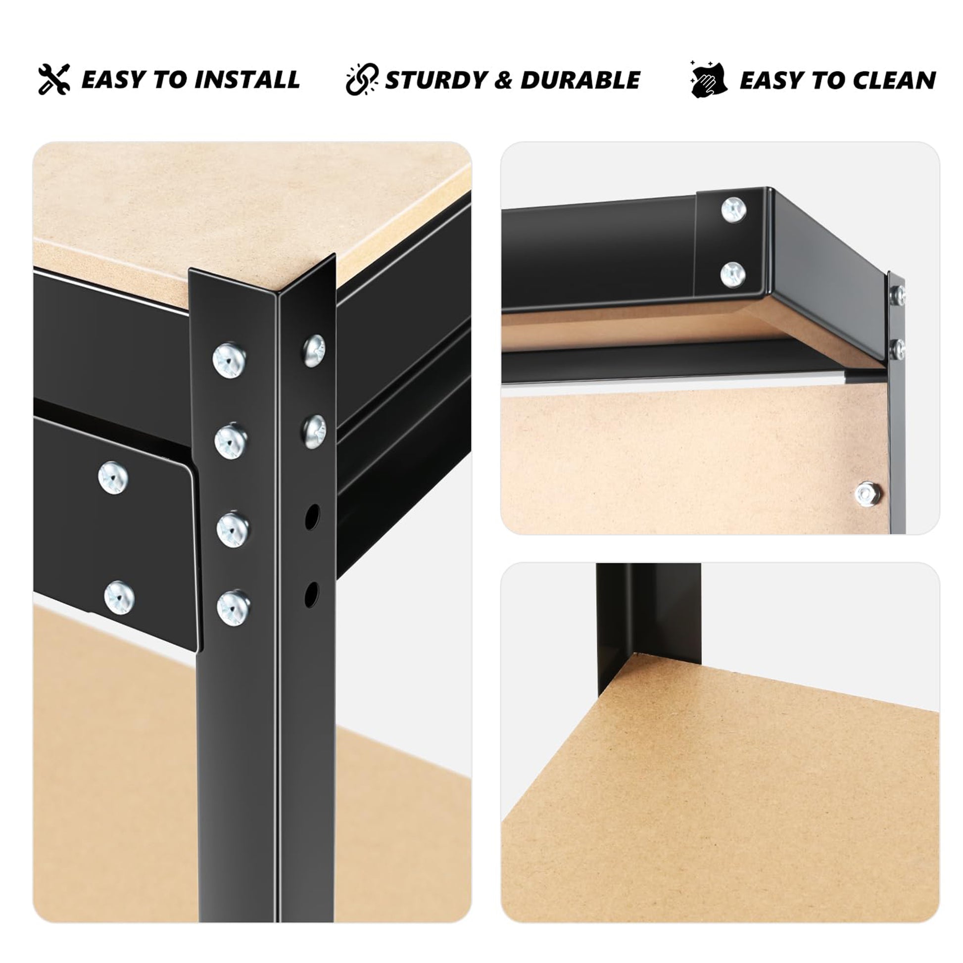 63" Tools Cabinet Working Tables Workbench Tool Storage Workshop Table With Drawers And Pegboard Black Steel