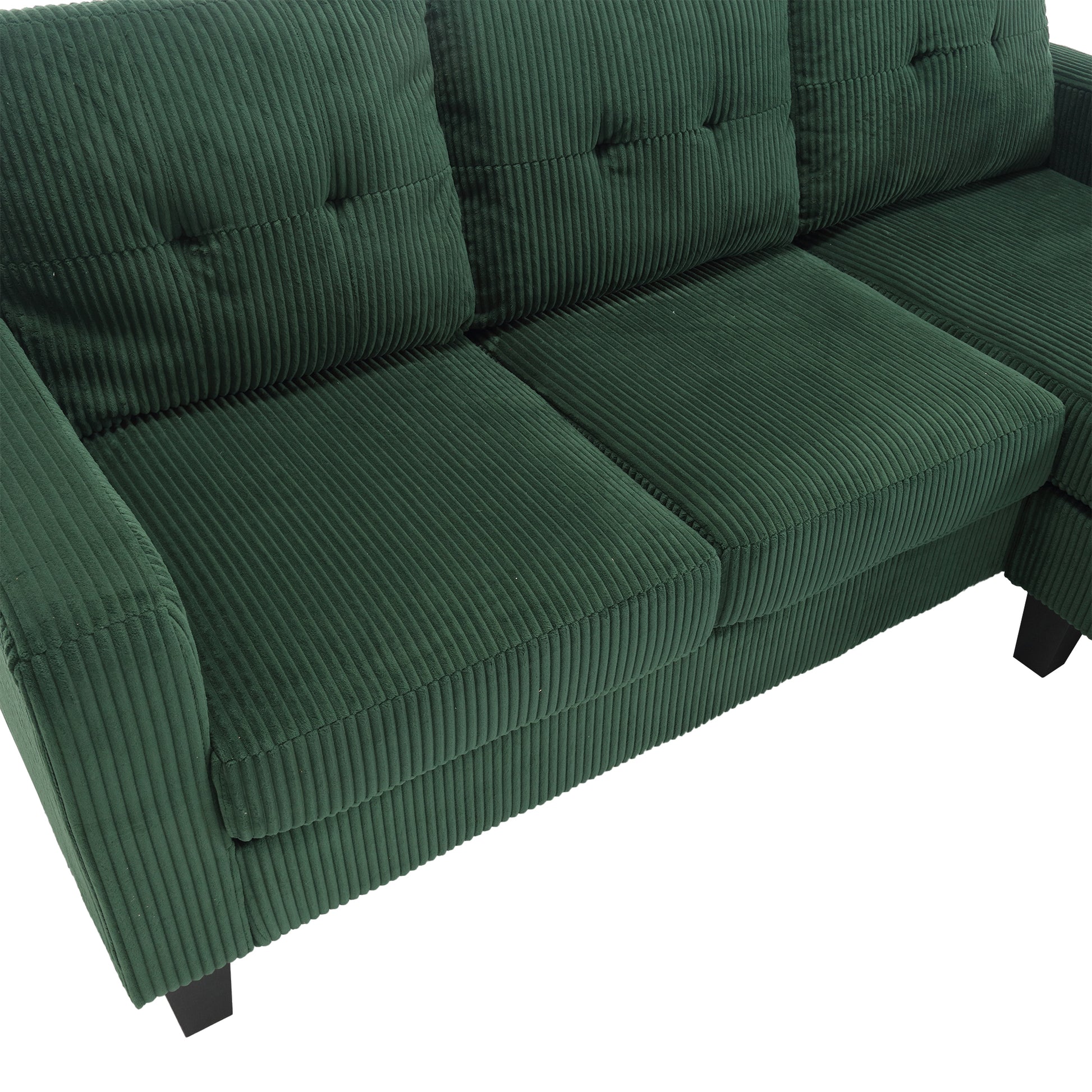 Velvet Sectional Couchl Shaped Sofa With Ottoman For Small Apartment Emerald Velvet 3 Seat