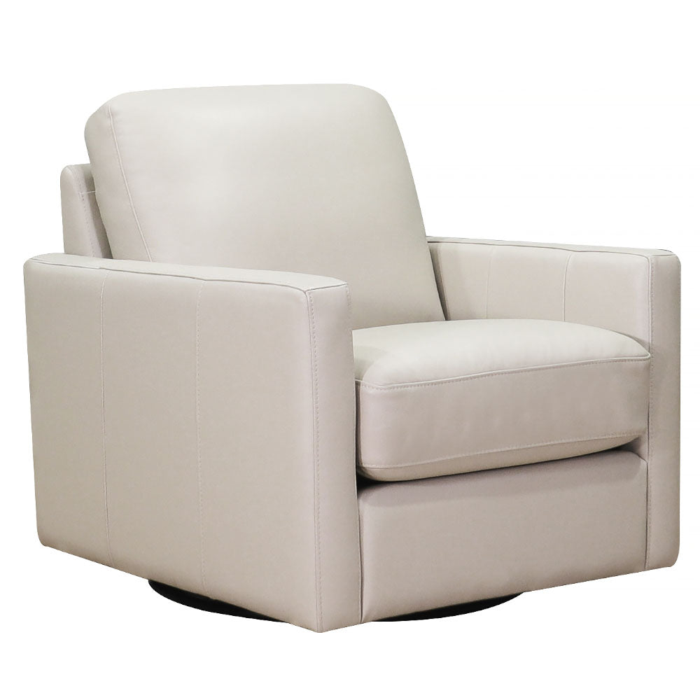 Dillon Swivel Leather Chair Beige Memory Foam Genuine Leather