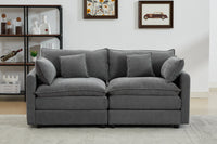 Modular Sectional Sofa,2 Seater Sofa, Modern L Shaped Sofa For Living Room Bedroom Apartment Grey Chenille 2 Seat