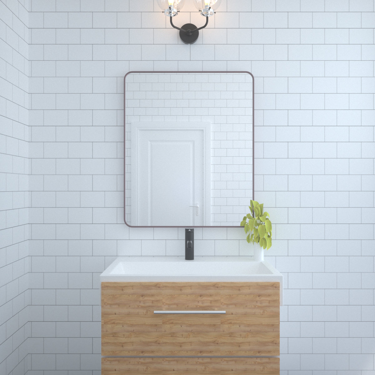 30 In. W X 36 In. H Rectangular Framed Wall Bathroom Vanity Mirror In Oil Rubbed Bronze Oil Rubbed Bronze Aluminium