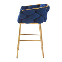 28'' Modern Counter Stools Set Of 2,Dark Blue Counter Stools With Iron Frame,Soft Back And Cushion,Footrest,Suitable For Kitchen Bedroom Dining Room. Iron Dark Blue Kitchen Sponge Modern Set Of 2