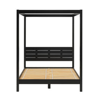 Modern Minimalist Boho Queen Canopy Bedframe Black Queen Black Pine Pine