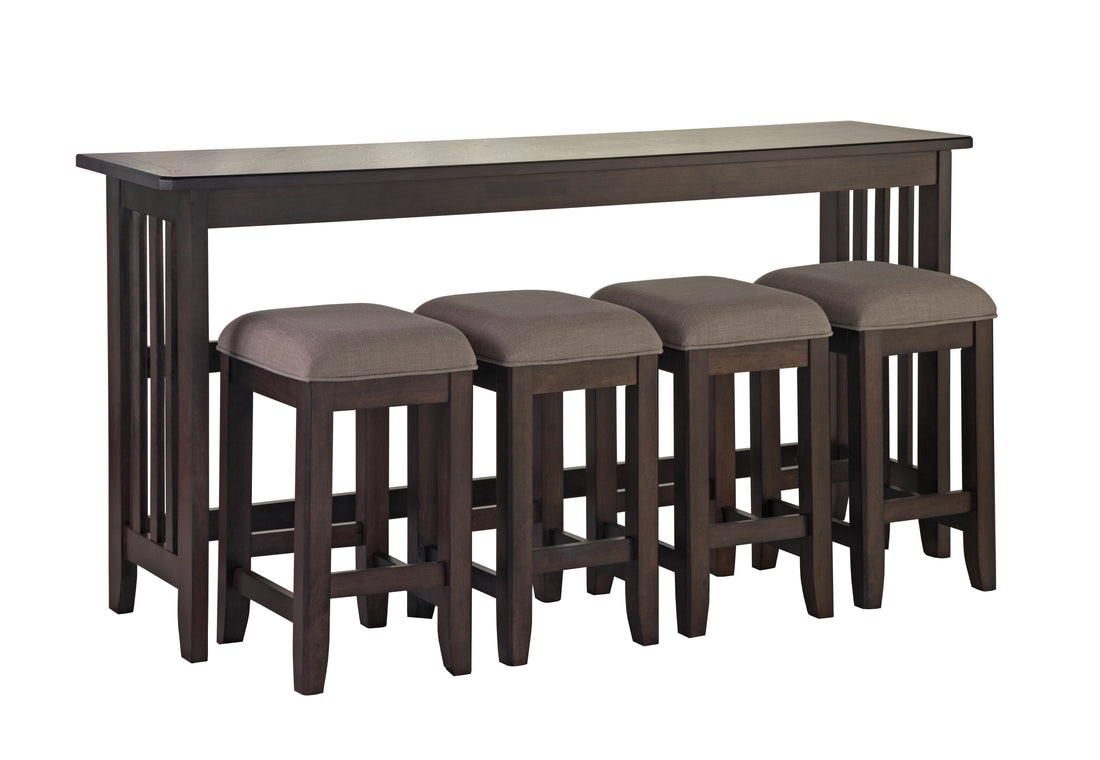 Dark Brown Console Table W 4 Stools Dark Brown Solid Wood Mdf