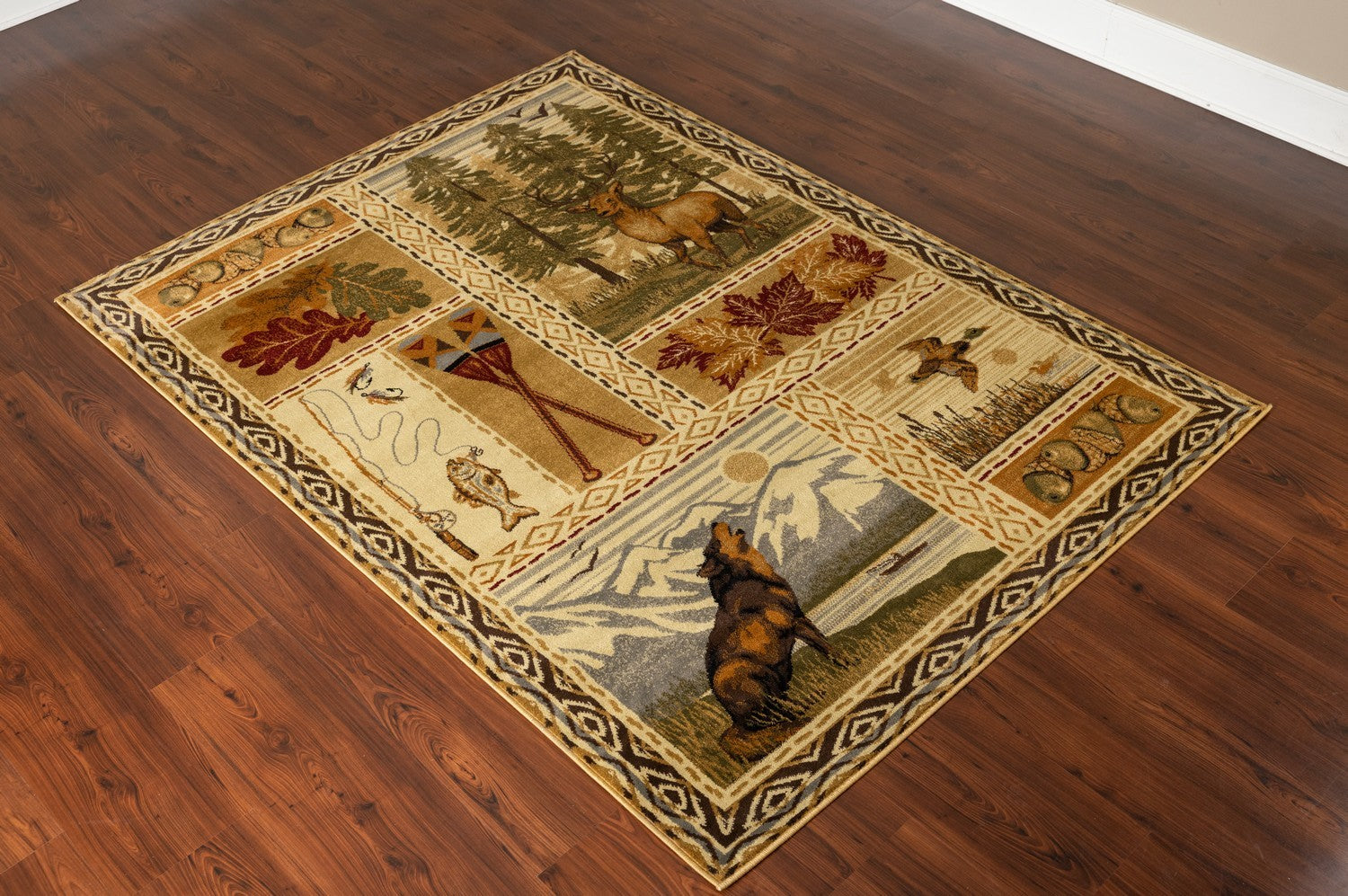 Woodland Gc Rst5401 Multi 2 Ft. X 3 Ft. Lodge Area Rug Cream Polypropylene