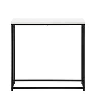 Accent Table, Console, Entryway, Narrow, Sofa, Living Room, Bedroom, White Laminate, Black Metal, Contemporary, Modern White Particle Board