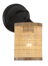 Reef Single Lights Wall Sconce With Natural Rattan Shade Rustic Wicker Wall Light Black,Rattan Metal,Rattan