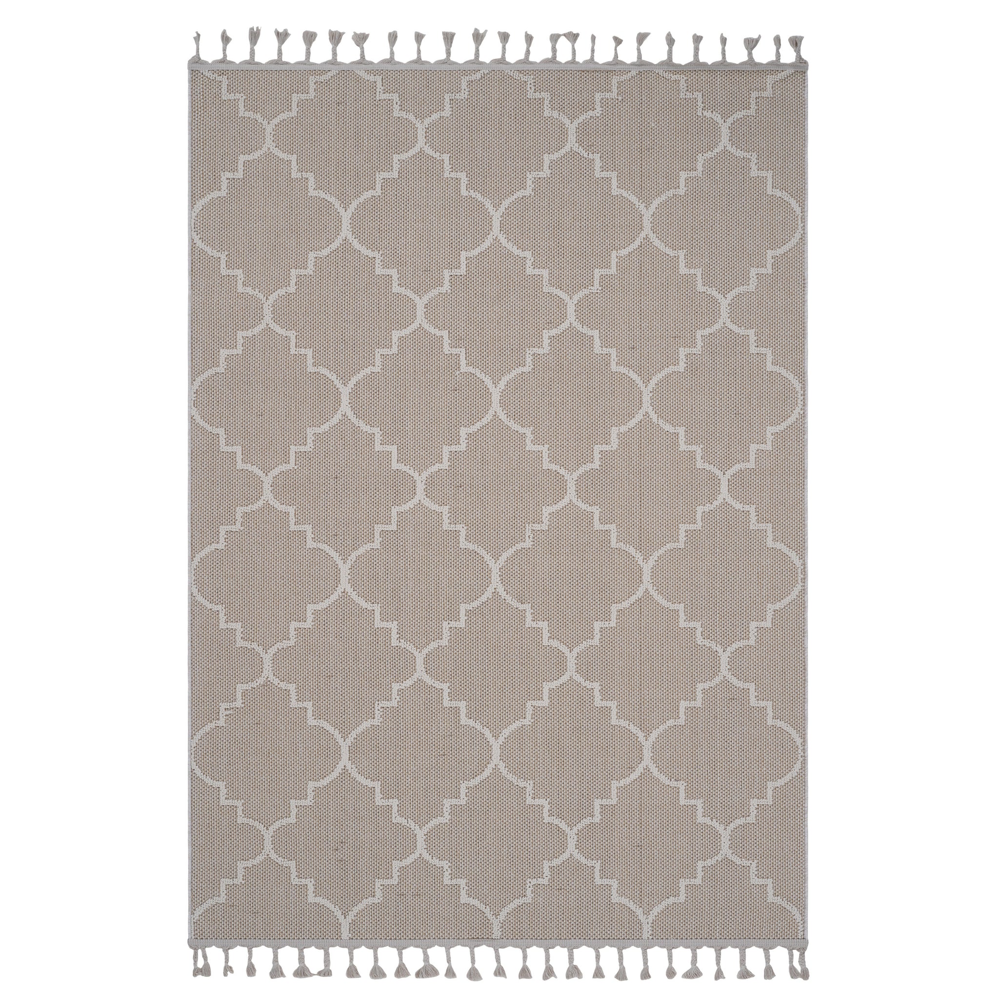 6X9 Ivory Trellis Indoor Outdoor Area Rug Ivory Polypropylene