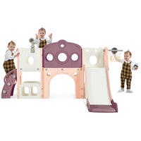 7 In 1 Toddler Slide Set, Freestanding Space Set With Slide, Kids Slide Playset Structure, Arch Tunnel And Basketball Hoop, Toy Storage Organizer For Toddlers, Kids Climbers Playground Purple 50 99 Lbs Cute 1 To 2 Years Hdpe Indoor & Outdoor Use