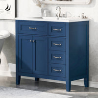 36" Bathroom Vanity With Sink Combo, Blue Bathroom Cabinet With Drawers, Solid Frame And Mdf Board Old Sku:Jl000007Aac Blue Solid Wood Mdf