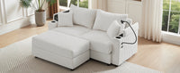 72.8" Modern Style Loveseat Sofa Sectional Sofa Couch With Storage Space, A Movable Ottoman, Two Usb Ports, Two Cup Holders, A Phone Holder For Living Room, Beige Beige Foam Corduroy 3 Seat