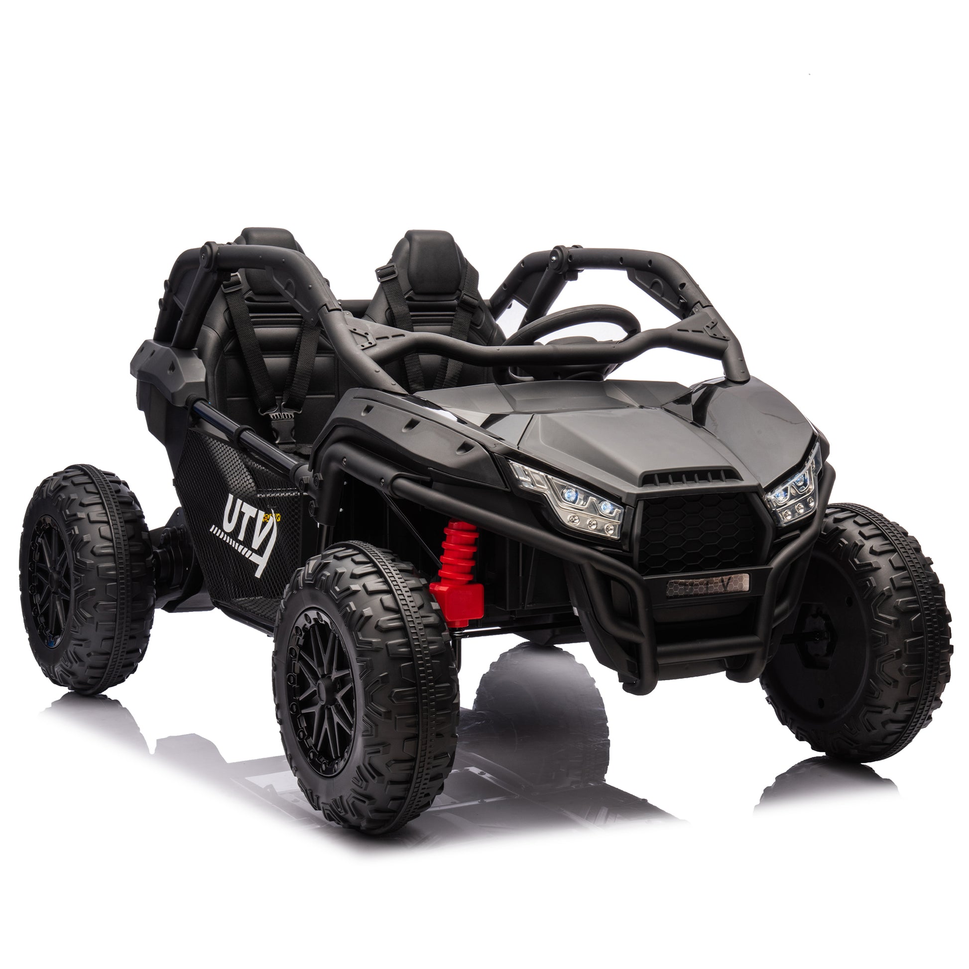 24V Two Seater Kids Ride On Utv W Parents Control,20In Seat Width,400W Super High Power,Four Wheel Suspension,Bluetooth,Mp3,Usb,Led Light,Horn,Rear Storage Space,Speeds 3.73 4.97Mph For Kids Aged 3