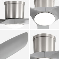 52 Inch Flush Mount Ceiling Fan With Dimmable Led Light 3 Abs Fan Blades Reversible Dc Motor For Living Room Brushed Nickel Abs
