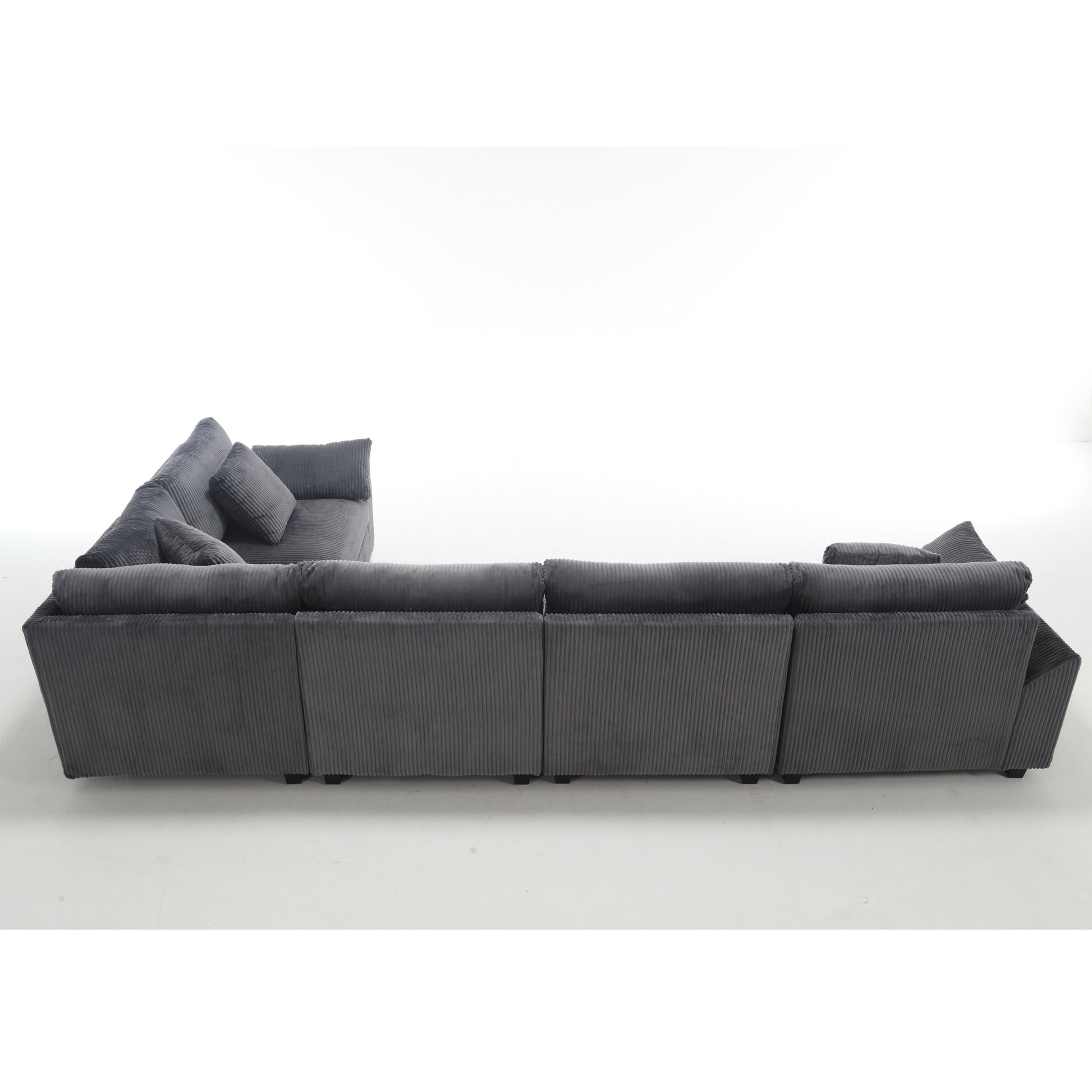 Arrival Oversized Modular Sectional Sofa Couches Set,Corduroy Upholstered Deep Seat Comfy Sofa For Living Room 5 Seat,Dark Gray Dark Gray Fabric 5 Seat