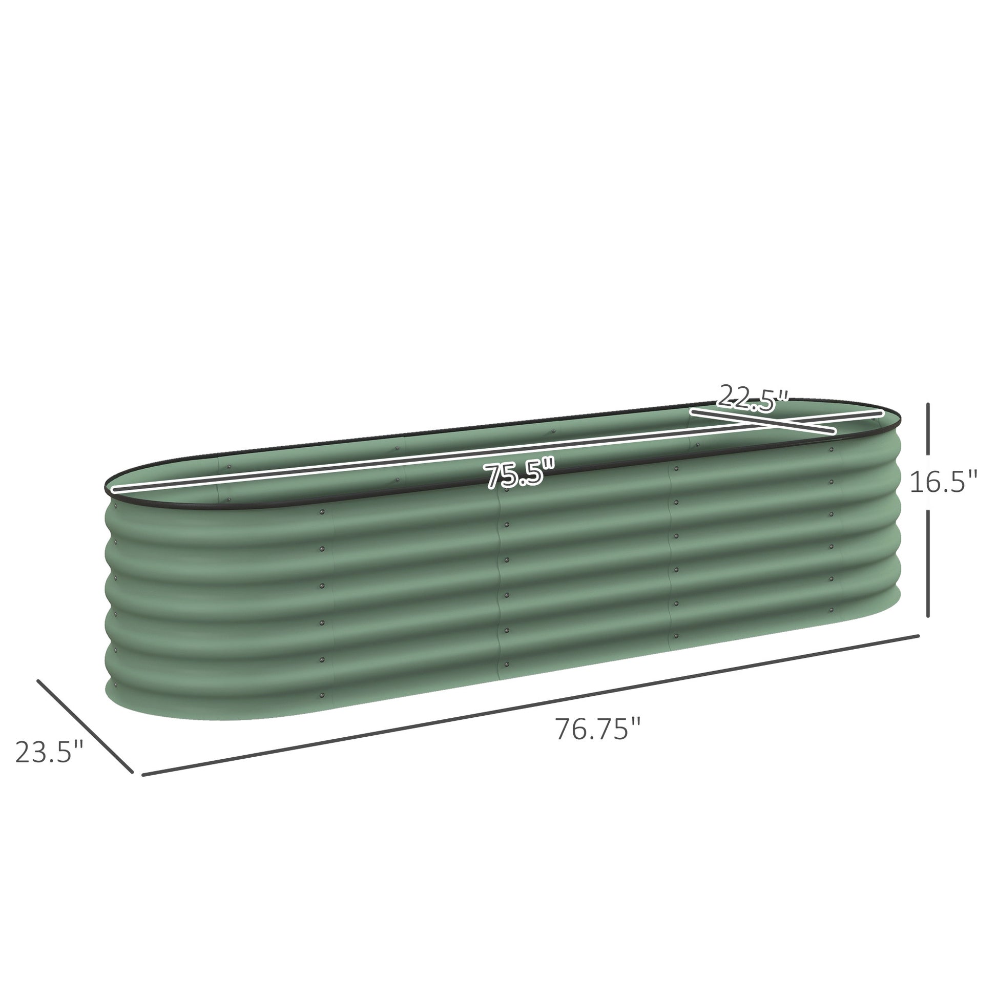 Outsunny 6.5' X 2' X 1.4' Galvanized Raised Garden Bed Kit, Outdoor Metal Elevated Planter Box With Safety Edging, Easy Diy Stock Tank For Growing Flowers, Herbs & Vegetables, Green Green Steel