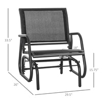 Outsunny Porch Glider Set Of 2, Metal Frame Swing Glider Chairs Withmesh Fabric, Curved Armrests And Steel Frame For Garden, Poolside, Backyard, Balcony, Black Black Steel
