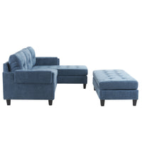 83.4" L Shaped Sofa Sectional Couch Sofa Bed With Two Usb Ports, A Movable Ottoman And A Reversible Chaise Lounge For Living Room, Navy Blue Navy Blue Foam Chenille 5 Seat