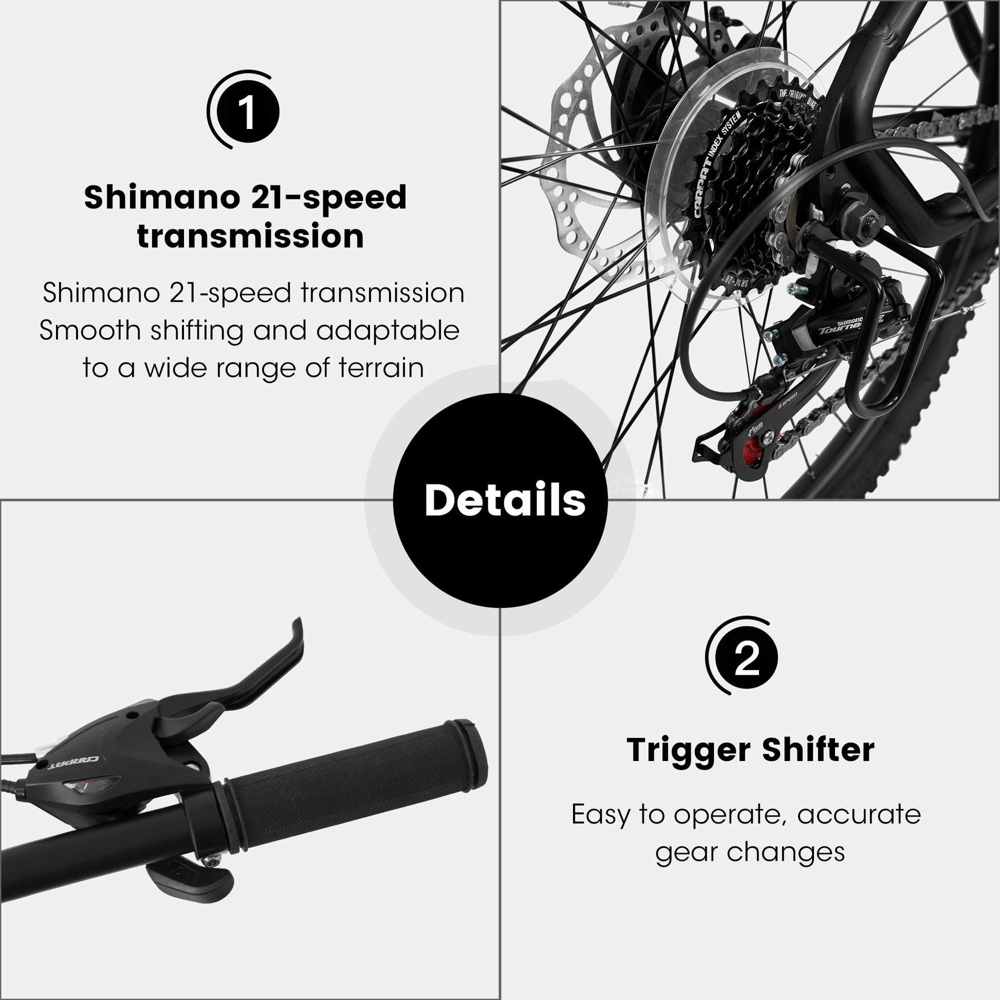 A2757 27 Inch Mountain Bike 21 Speed, Suspension Fork, Aluminum Frame Disc Brake, Mountain Biking For Both Men And Women. Black American Design Aluminium