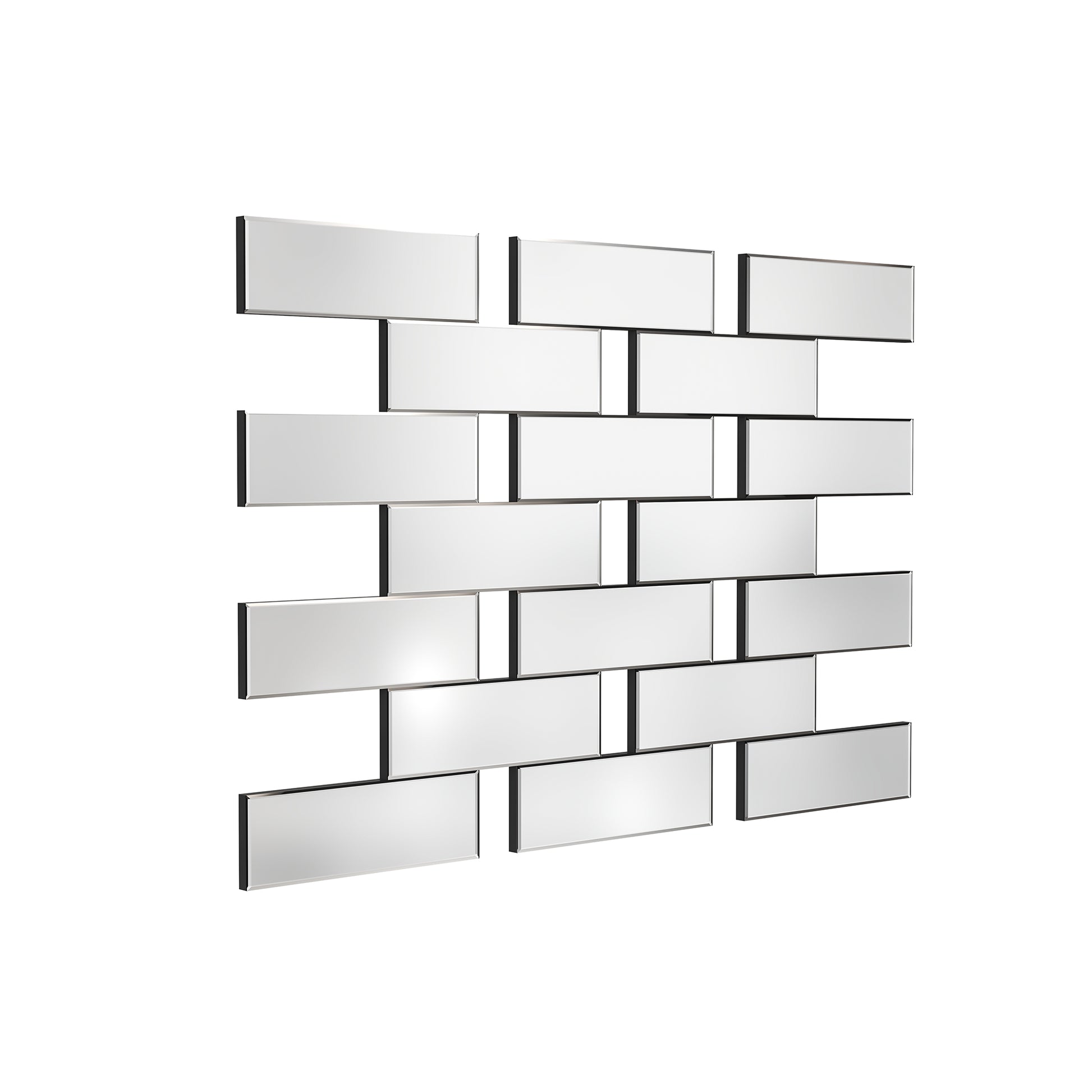 Large Framless Rectangular Accent Wall Mirror 47.2" 31.5" Silver Art Deco Mdf Glass,Mirror