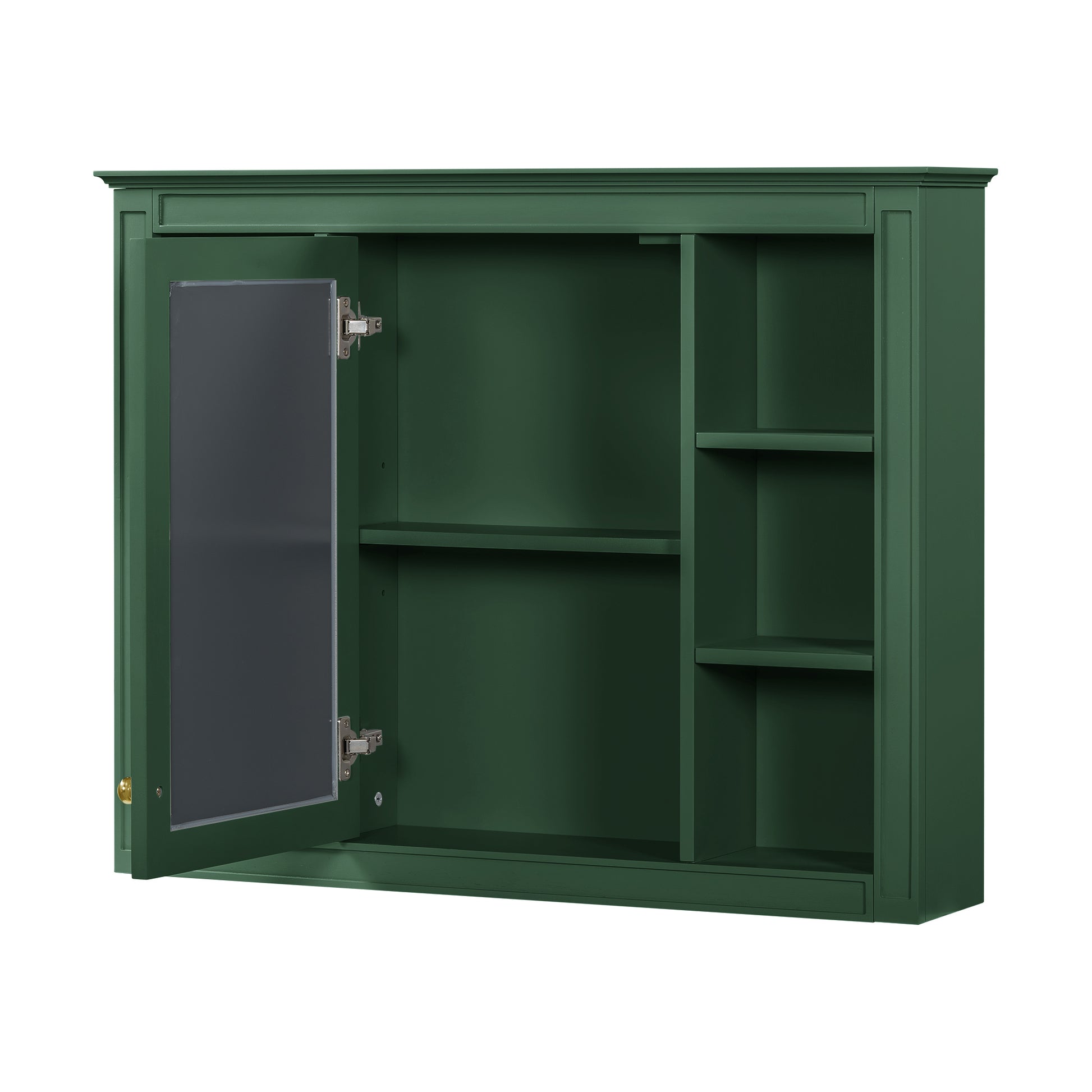 35'' X 27.5'' Medicine Cabinet, Wall Mounted Bathroom Storage Cabinet, Modern Bathroom Wall Cabinet With Mirror, Mirror Cabinet With 6 Open Shelves Not Include Bathroom Vanity Green 1 Bathroom Wall Mounted Modern Mdf Painted