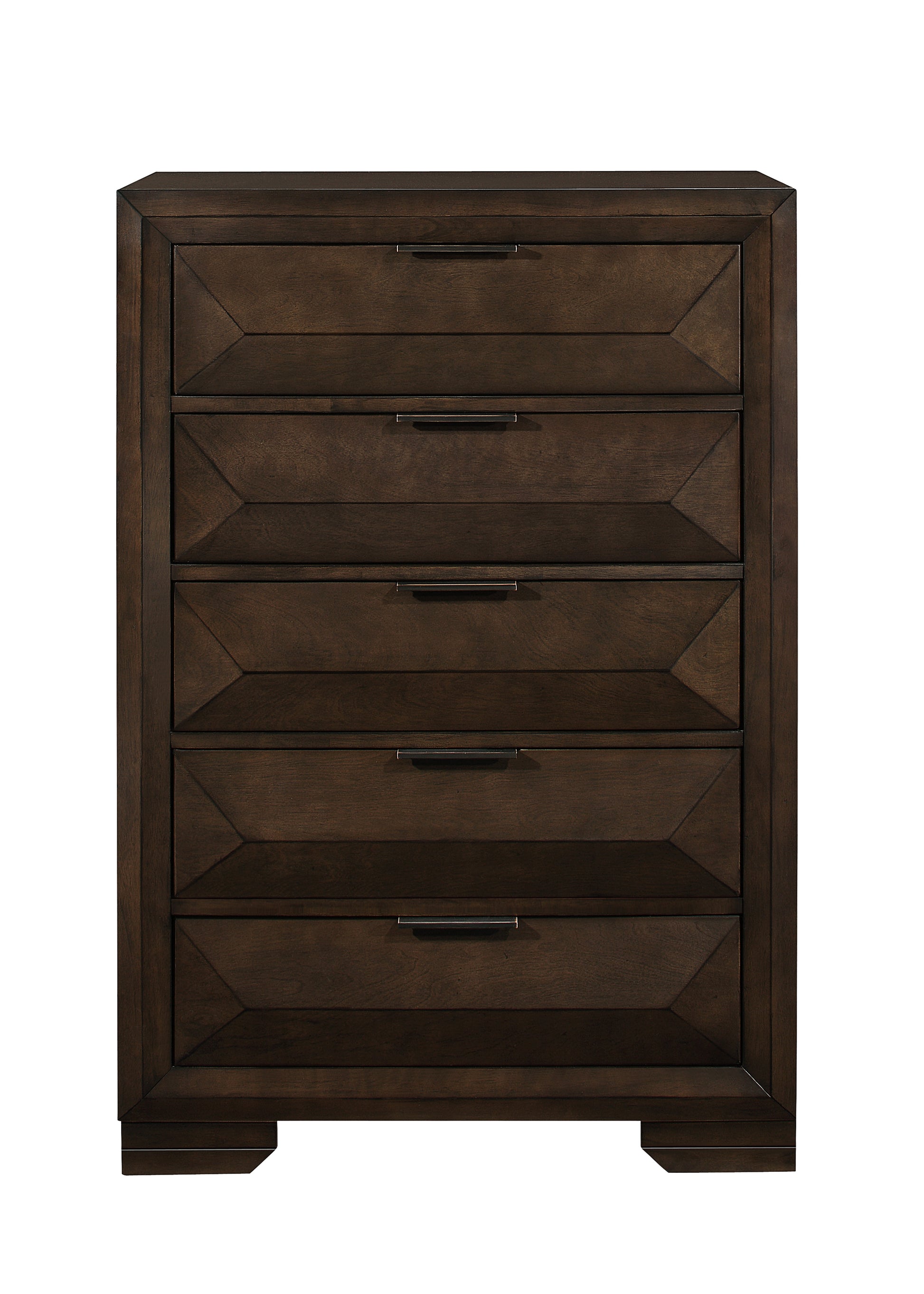 Contemporary Design 5 Drawers Chest 1Pc Bedroom Furniture Warm Espresso Finish Raised Panel Front Espresso Contemporary Wood