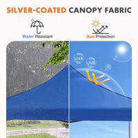 10 X 10Ft Pop Up Canopy Tent Easy Setup Outdoor Shade Instant Portable Sun Shelter Canopy Tent For Parties Camping Beach,Blue Blue Pe Rattan Iron Waterproof Fabric