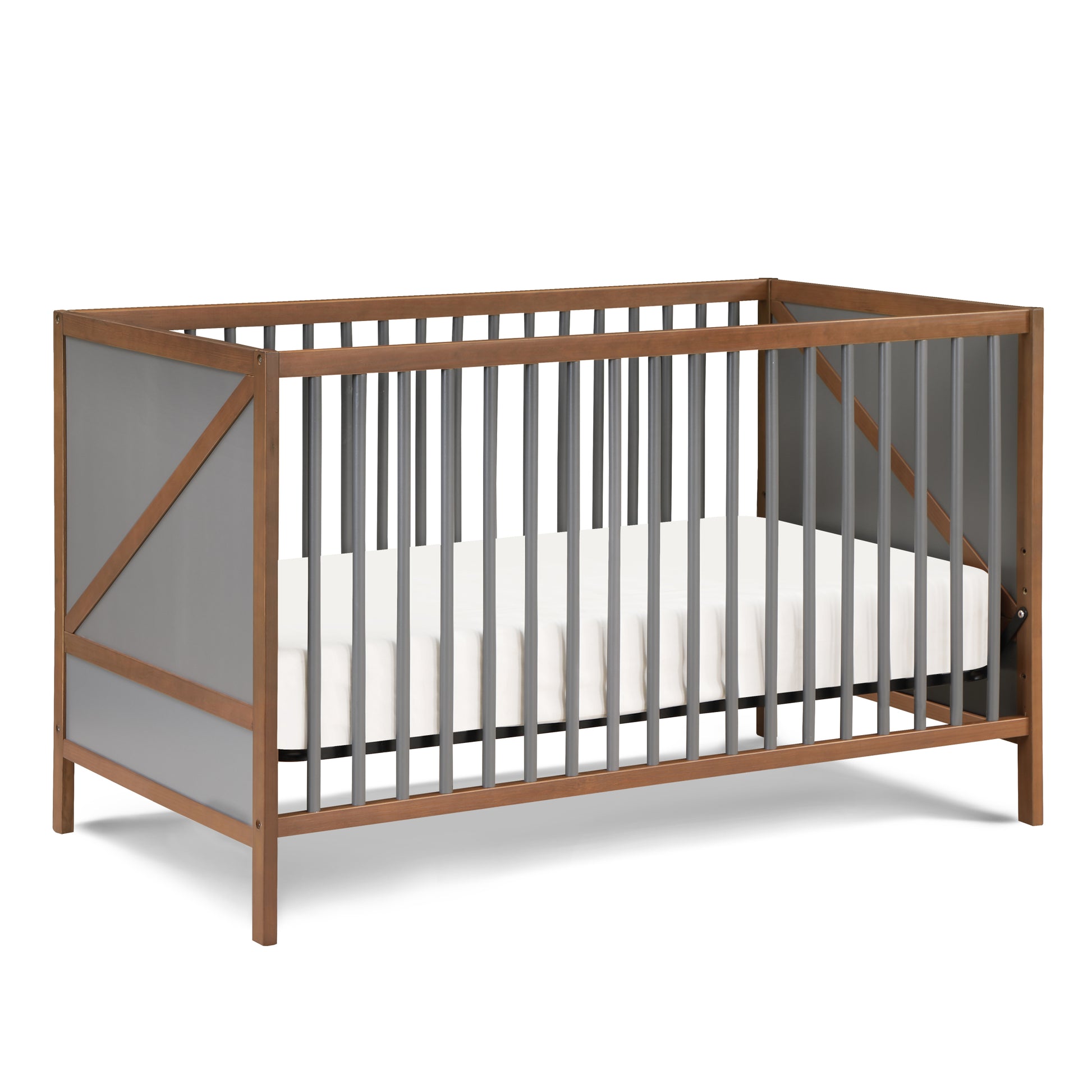 Pixie Zen 3 In 1 Crib In Walnut Charcoal Walnut Brown Wood