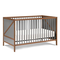 Pixie Zen 3 In 1 Crib In Walnut Charcoal Walnut Brown Wood