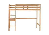 Twin High Loft Bed, Rubber Wood Loft Bed With Safety Guardrail, Built In Desk, Ladder,White Oak Twin White Oak Abs Rubber Steel Q235 ,Rubber Wood