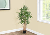 Artificial Plant, 50" Tall, Bamboo Tree, Indoor, Faux, Fake, Floor, Greenery, Potted, Decorative, Green Leaves, Black Pot Green Foam Plastic