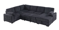 Nyhan Upholstered Corner Sectional With Pull Out Loveseat And Storaged Chaise Dark Gray Medium Firm Cushion Back L Shaped Foam Chenille 5 Seat