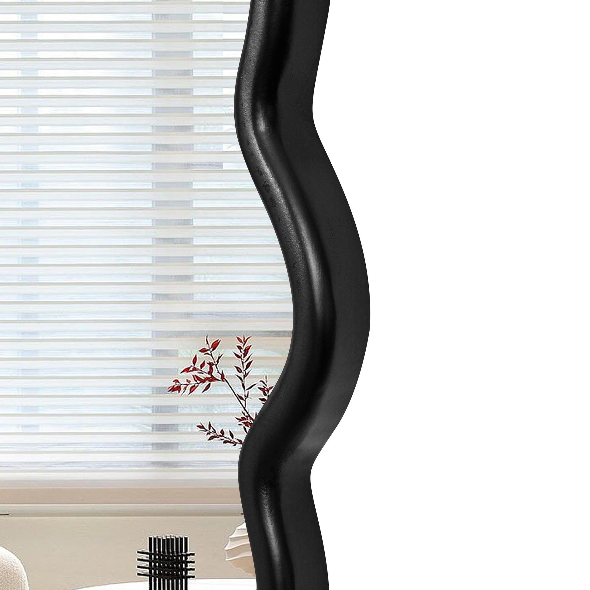 Solid Wood Wavy Mirror Black Mirror Wall Decor 31" X 31" Modern Mirror Wall Decor For Bathroom, Bedroom, Living Room, Dining Room, Cloakroom, Entryway Oval Or Circle Framed Black Living Room Medium 25In 32In Glass Solid Wood