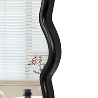 Solid Wood Wavy Mirror Black Mirror Wall Decor 31" X 31" Modern Mirror Wall Decor For Bathroom, Bedroom, Living Room, Dining Room, Cloakroom, Entryway Oval Or Circle Framed Black Living Room Medium 25In 32In Glass Solid Wood