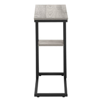 Accent Table, C Shaped, End, Side, Snack, Living Room, Bedroom, Grey Laminate, Black Metal, Contemporary, Modern Grey Particle Board
