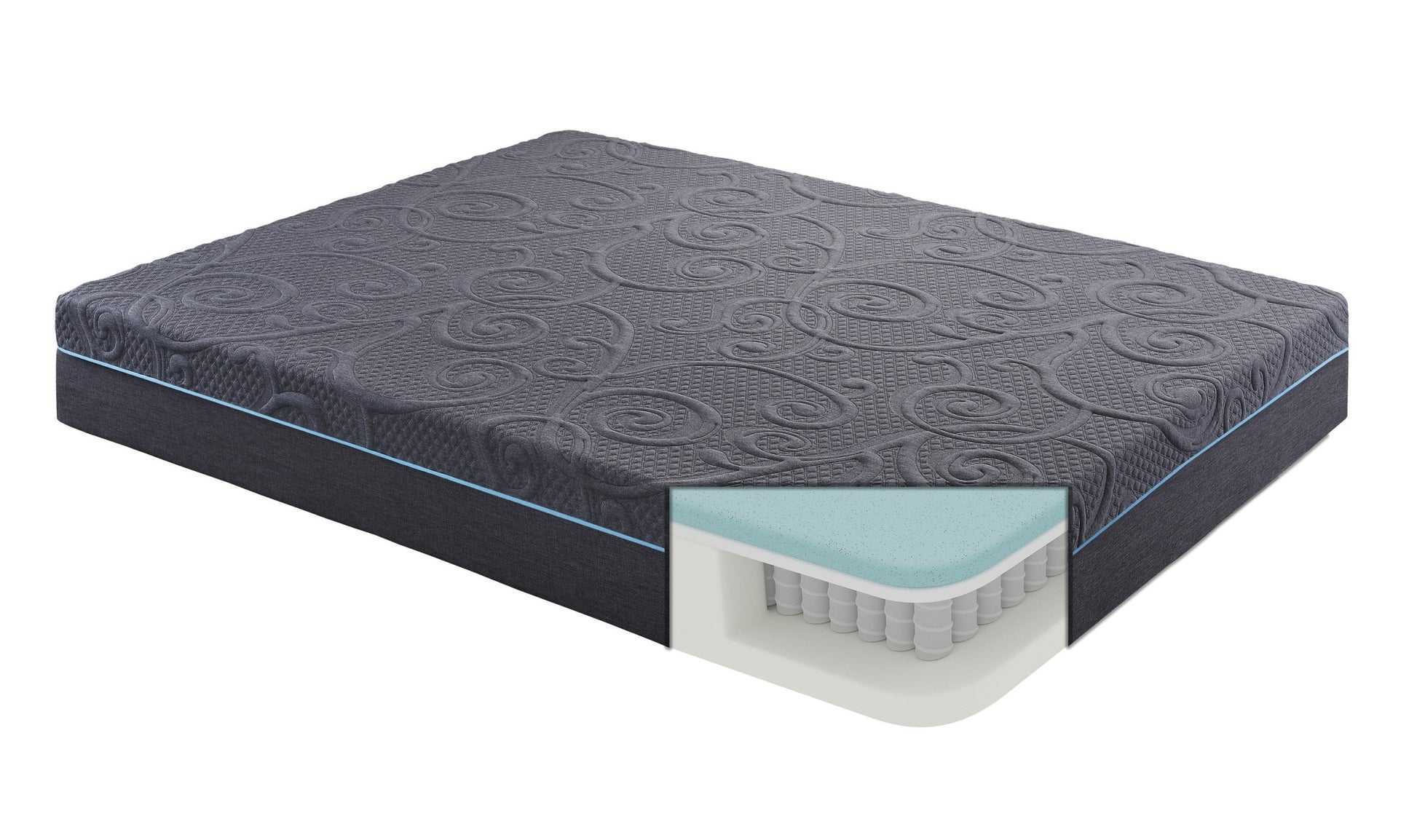 11 Inch California King Bed Mattress Gel Infused Memory Foam Hybrid Mattress, Dark Gray, Mattress In A Box Dark Gray Bedroom Foam Spring California King